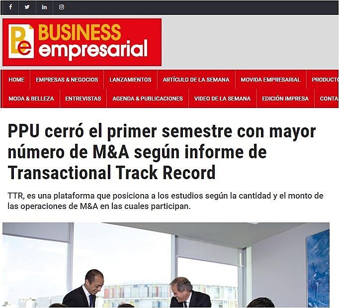 PPU cerr el primer semestre con mayor nmero de M&A segn informe de Transactional Track Record